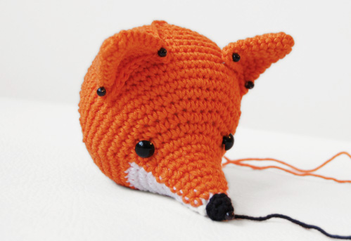 Amigurumi fox, work in progress, making the head