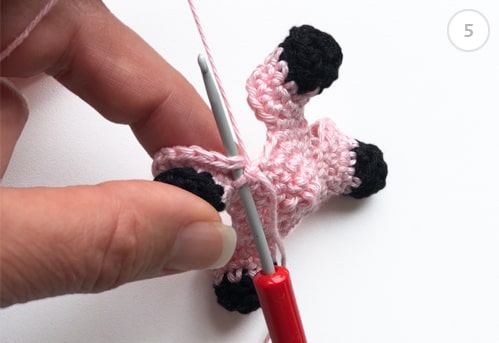 Making legs for cute amigurumi pig.