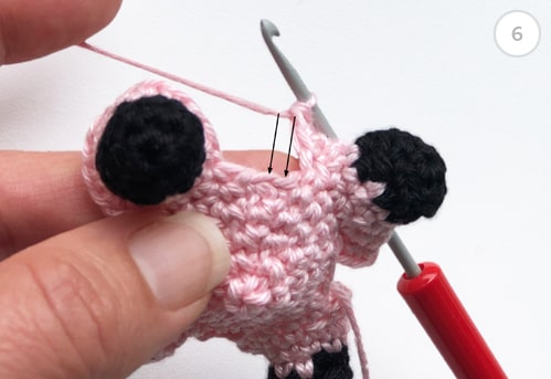 Making legs for cute crochet pig.