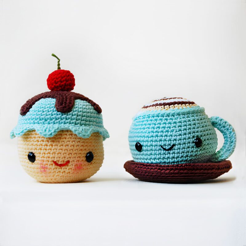 Amigurumi Crochet Coffee Cup and Cupcake