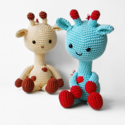 Two crochet giraffes, amigurumi safari animals