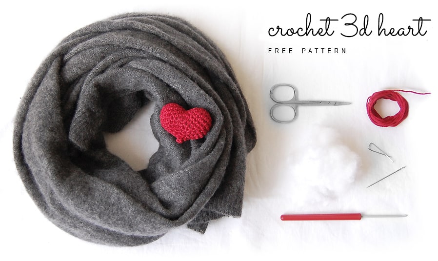 Materials needed to crochet heart