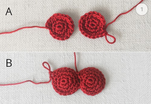 Steps to make crochet heart.