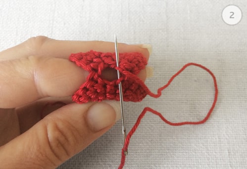 Steps to make crochet heart.