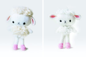 Lamb crocheted using crochet thrums technique and loop stitch technique.