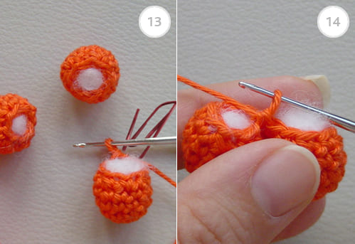 Crocheting owl's toes